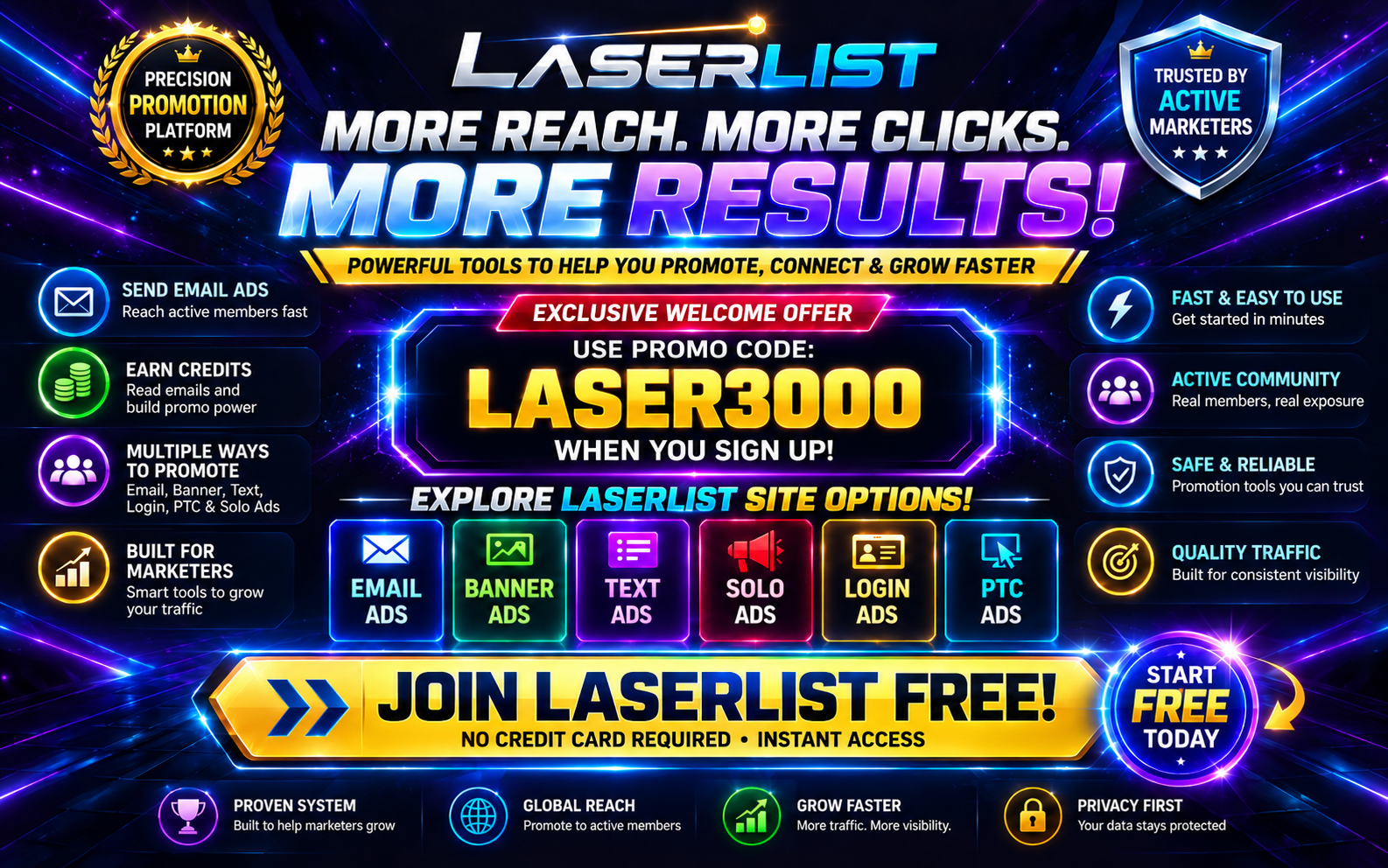 LaserList — Join Free